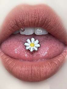 6pcs Cute Stainless Steel Tongue Rings Set, Butterfly, Flower, Kitten, Heart, Foot, Pig Designs, 14G Tongue Piercing Jewelry, Suitable For Women Daily Wear - 6 Tongue Rings - View 7