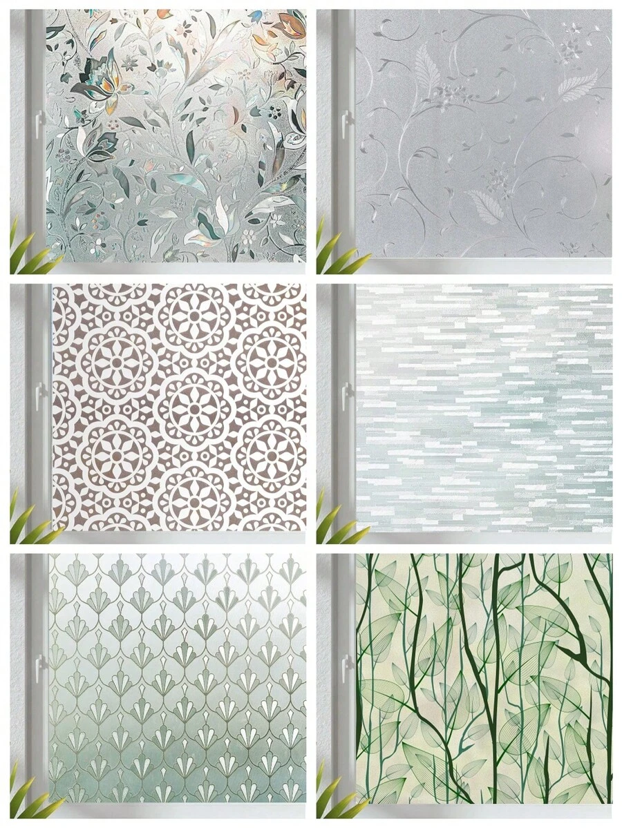 Decorative Heat Reduction Window Cover Frosted 3D Stained Window Film Static Cling Removable Window Decal For Kitchen For Office For Bathroom - Multicolor - View 1