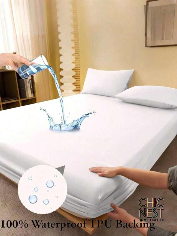 غطاء فراش مطاطي أبيض سادة مقاوم للماء 100% من مادة TPU، واقي للمرتبة، غطاء مرتبة للسرير، ملاءة سرير، ناعم ومنفذ للهواء، مناسب لجميع مقاسات السرير - توين، فول، كينج، كوين، جيب عميق يصل إلى 11.8 بوصة، بطانية سرير منفذة للهواء وخالية من التجاعيد، أفضل للنوم، قابل للغسل في الغسالة، مناسب للسكن الجامعي وغرف الضيوف، مقاوم للغبار وصديق للبشرة