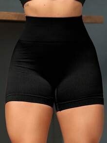 jelik fashions Bermuda Shorts Women's Shorts Premium Ribbed Polyamide Fabric Non-Transparency Gym Fitness - 黑色 - 查看 1