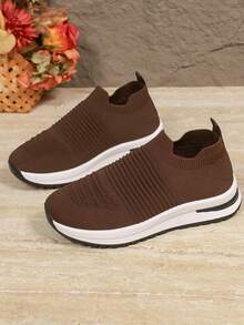 Neue Herbst Damen Lässig Slip-On Sneaker mit versteckter Keilabsatz