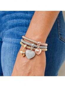 3 Pieces/Set Minimalist, Elegant And Casual Women's Alloy Bracelet - 銀色 - 查看 3