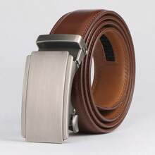 1pc Genuine Leather Ratchet Belt For Men-Men's Automatic Buckle Belt, Pants Waistband Fall, Autumn, Halloween Autumn-Winter Accessories,Suitable For Teens, Youth,Men,Casual, Outdoor, Athletic, Vacation, Graduation Gifts, Birthday, Daily Wear - Brown - View 13