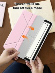 纯粉色 Y 型折叠平板电脑保护套，适用于三星平板电脑/iPad Mini 6/7/9.7/10.2/10.5/10.9/12.9/Pro 11（第十代）。保护套支持多角度调节，六种支架摆放方式，内置手写笔槽，适用于三星 A9 PLUS 11 英寸平板电脑，透明后盖，防摔保护，自动唤醒/休眠 - 彩色 - 查看 8