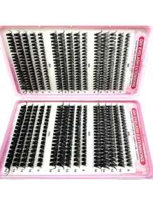 570pcs D Curl Eyelashes Extension Kit, 30D 40D 50D 60D 80D 100D 18-16mm DIY Individual False Eyelashes, 3D Mink Lashes Russian Volume Messy Dramatic Eyelashes For Makeup, Cosplay, Full Face And Daily Wear, Portable For Daily Use Or Outings Lash Clusters, Eyelash Clusters, Individual Eyelashes, Lashes, Fake Lashes - Black - View 7