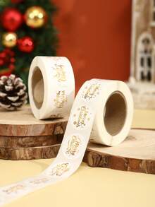 500pcs Golden Merry Christmas Round Stickers Xmas Decorative Sealing Stickers Christmas Gifts Packaging Supplies Labels Stickers Hand Ledger Stickers DIY Diary Hand Account Sticker Merry Christmas Decorations For Home 2025 New Year 2026 Decorations