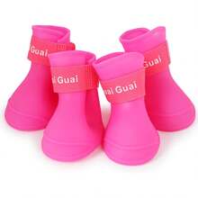 Pet Rain Boots – PVC Shoes For Paw Protection - Red - View 7