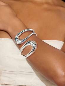 Joias europeias e americanas transfronteiriças - Conjunto de pulseiras assimétricas onduladas e lisas, únicas e versáteis