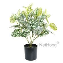 NetHong Large Artificial Palm Tree Tall Fake Plants Tropical Plastic Leaves Home Decors - Green (bright Red and White) - View 10