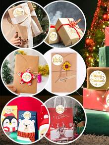 500pcs Golden Merry Christmas Round Stickers Xmas Decorative Sealing Stickers Christmas Gifts Packaging Supplies Labels Stickers Hand Ledger Stickers DIY Diary Hand Account Sticker Merry Christmas Decorations For Home 2025 New Year 2026 Decorations