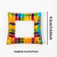 1 قطعة صينية مجوهرات من الزجاج الفسيفسائي، صحن زخرفي للأشياء الصغيرة، صينية لحفظ الخواتم، صينية عرض مجوهرات أنيقة لمنضدة الزينة أو ديكور المدخل