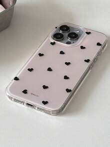 Cute Full Screen Heart Glossy Phone Case Compatible With IPhone 16 15 14 13 12 11 Pro Max Soft Back Cover - Baby Pink - View 4