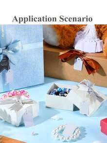 100pcs Blank Rope Price Tags, Suitable For Jewelry Pricing Labels, Hang Tags, Accessories Identification, Decorative Hanging, Wedding Party Paper Tags, Mini Object Decoration, Christmas, Gift Tags, Suitable For Displaying Price, Gifts, Jewelry - White - View 9