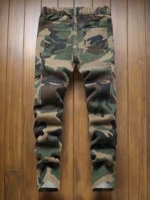 Tween Boy Camouflage Elastic Waist Slim Fit Cargo Jeans