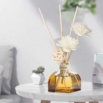 1 st., 50 ml luchtverfrisser met 5 stuks aromatische sticks, geschikt voor het verwijderen van geuren in de badkamer, slaapkamergeur, huisdecoratie, glazen fles, rechthoekig, veerloos, langdurige geur etherische olie, ideaal voor eliminatie, Valentijnsdagcadeau, aromatherapie, diffuser, huisgeur, huisverfrisser
