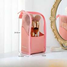 Makeup Brush Storage Bag Eyebrow Pencil Cosmetic Toiletry Bag Multi-Kinetic Portable Hand-Held Cosmetic Bag Women's Storage - Hồng - Xem 2