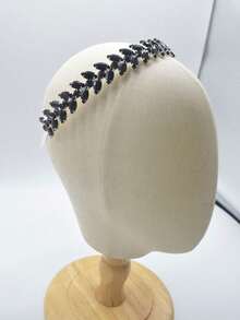 Green Crystal Rhinestone Headband, Wedding Hair Accessory, Women & Girls Bridal Headpiece, Christmas & Halloween Party Headwear - Multicolor - View 10