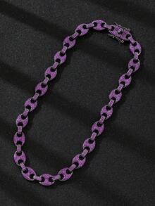 1pc Hip-Hop Coffee Bean Fully Rhinestoned Necklace, Suitable For Men And Women Daily Wear - Multicolor - View 17