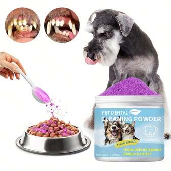200g Veterinary Formula Dog Tooth Cleaning Powder - Reduces And Prevents The Accumulation Of Tartar And Tartar, Freshens Breath, And Improves Oral Health - A And Formula Suitable For All Breeds And Body Types