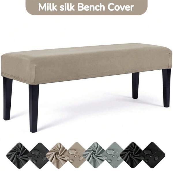 Milk Silk Bench Cover,Rectangular Stretch Square Ottoman Covers Slipcover Rectangle Washable Foot Stool Cover Thick Storage Protector With Elastic Bottom,Stretch Dining Room Bench Slipcovers