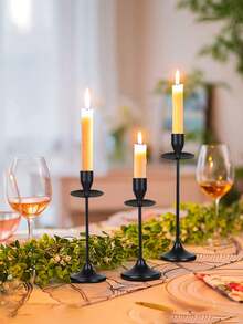 1件/1套金属烛台/烛台，优雅的铁质电镀抛光烛台，奢华北欧风格，适用于餐桌中心装饰、婚礼餐桌装饰、派对餐桌中心装饰。为餐厅和办公桌营造浪漫氛围。婚礼餐桌中心装饰，活动的完美之选 - 金色 - 查看 2