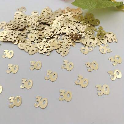 400pcs Paper Confetti, 30th Birthday Paper Confetti, Happy Birthday Table Decor, 30th Anniversary Decor, Gold Confetti, Suitable For 30th Birthday, Wedding Anniversary Party Supplies