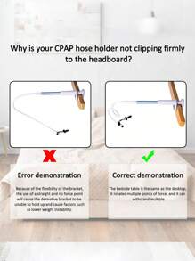 2pcs/Set CPAP Tubing Holder - Bedside CPAP Tubing Hanger, Prevents Tangling And Blockage, Keeps CPAP Tubing Away From Face And Arms For Better Sleep (Random Delivery Of Black And White Holders)