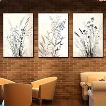 Set Of 3 Art Deco Modern Classic Canvas Wall Art Prints, Botanical Floral Landscape Theme, Ink Artwork, With Pine Wood Frame/Without Frame, For Home Office, Living Room, Bedroom, Kitchen, Spring & Winter Seasons, Indoor & Outdoor, Restaurants & Bars