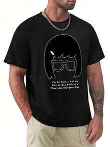 Bob's Burgers Tina Belcher "I'm No Hero" Graphic T-Shirt - Black Casual Round Neck Tee With Humorous Quote & Glasses Design, Regular Fit For Fans, Hand Wash Only, Everyday Clothing, Playful Design, Comfortable Fabric - màu đen - Xem 1