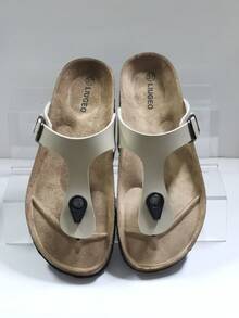 Fashionable Buckle Flat Soft Wood Sandals, Vacation Style Summer Beach Casual Non-Slip Slippers, Unisex