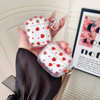 1pc Cute Strawberry Earphone Protective Case - High Quality Soft Protective Cover, Compatible With AirPods 1/2/3/4/Pro/Pro (2nd Gen), Shock-Absorbing, Ideal Gift For Girls And Teenagers