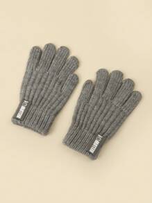 1双纯色加厚保暖针织笑脸冬季必备百搭儿童手套 - 彩色 - 查看 13