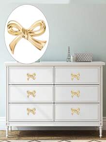 6/2pcs Brass Bow-Shaped Gold-Plated Drawer Cabinet Handles, Decorative Vintage Gold-Plated Home Drawer Pulls, Vintage Vanity Knobs, Decorative Bow-Shaped Knobs, Vanity Cabinet And Kitchen Cabinet Handles, Cabinet Drawer Pulls, Wardrobe Hardware Accessories, Cabinets, Vanities, Tables, Bedside Cabinets, Wardrobes, And Drawer Handles - Multicolor - View 9