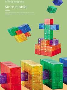 Juego de bloques de construcción magnéticos - Cubos sensoriales STEM, adecuados para niños, mis bloques de rompecabezas magnéticos, juguetes de regalo de cumpleaños de Halloween y Navidad (estilos de patrones de colores aleatorios) Juguetes de bloques de construcción magnéticos para preescolar, juguetes de bloques de construcción translúcidos, adecuados para niños y niñas de 3 a 6 años, juguetes sensoriales Montessori STEM magnéticos para preescolar