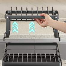 SIDIANBAN Double-Layer Dish Drying Rack, Kitchen Sink Dish Drainer, Drying Rack With Drainage Board, Detachable Bowl Rack, Kitchen Storage, Multifunctional Storage And Drainage, Sink Countertop Cup Holder