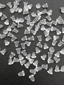 100pcs Clear Earring Backs For Women - Hypoallergenic Plastic Earring Stoppers, Secure Fit For Daily Jewelry