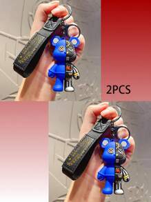 1-2件创意卡通机械熊钥匙扣/优雅包包钥匙圈/汽车挂件，个性ins风1pc可爱卡通尖叫熊钥匙扣，摆件，适合日常使用，半解剖机械小熊情侣背包挂件，桌面摆件，学生小礼物，派对礼物 - 藍色 - 查看 13