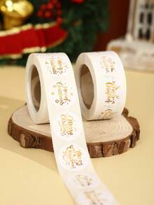 500pcs Golden Merry Christmas Round Stickers Xmas Decorative Sealing Stickers Christmas Gifts Packaging Supplies Labels Stickers Hand Ledger Stickers DIY Diary Hand Account Sticker Merry Christmas Decorations For Home 2025 New Year 2026 Decorations