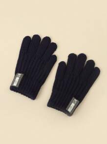 1双纯色加厚保暖针织笑脸冬季必备百搭儿童手套 - 彩色 - 查看 17