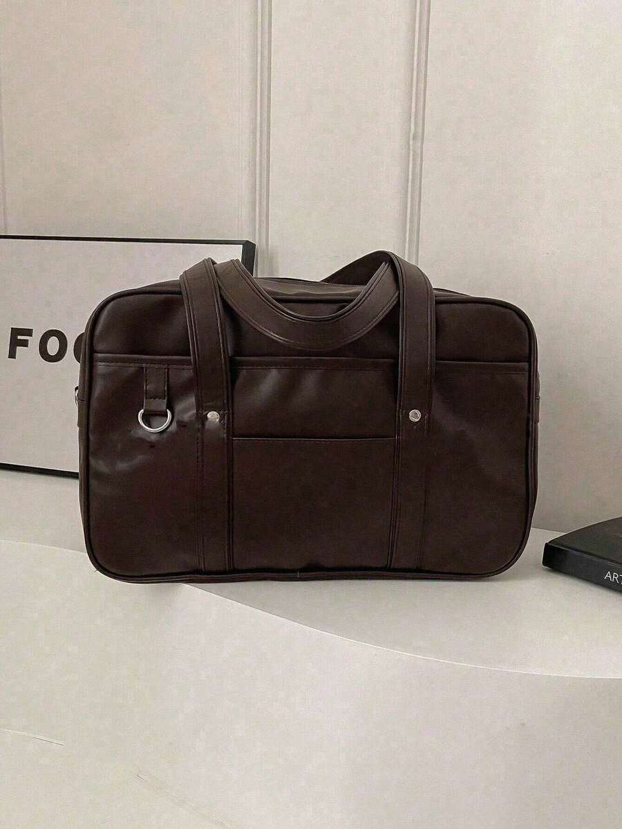 A Minimalist And Fashionable Early Morning Office Lady Tote Bag Made Of PU Leather, Available In Solid Colors, Featuring A Large Capacity And A Single Shoulder Strap.