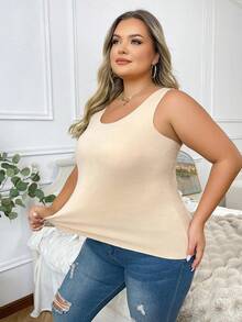 5pcs Plus Size Women's Thermal Fleece Lined Solid Color Seamless Double-Sided Velvet Warm Vest