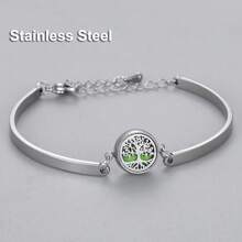 New Stainless Steel Tree Of Life Aromatherapy Bracelet, Mini Hollow Pendant Diffuser, Adjustable Chain, Fragrance Essential Oil Diffuser Bracelet, Unscented Aromatherapy Jewelry Gift, Women & Couples DIY Accessory