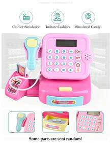 NEUSNEY 迷你电动仿真超市收银机玩具，儿童玩具仿真收银机刷卡仿真迷你硬币玩具，带数字计算、灯光和音效，角色扮演益智互动游戏，男孩女孩礼物，部分配件随机赠送