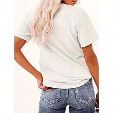 1973 Limited Edition Women'S Graphic Tee - Stylish Summer Short Sleeve Crew Neck T-Shirt, White With Black Print, Medium Stretch Fabric, Casual & Versatile For Casual Attire, Everyday Tshirt | Vintage Graphic Tee | Medium Stretch FabricSuitable For Summer Wear, Printed Pattern Short Sleeves, Ladies' Tops, And Printed Short Sleeves. - 白色 - 查看 3