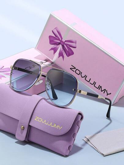  ZOVUJUMY Lyxiga Dubbelstråle Aviator Mode Dekorativa Modeglasögon, Gradienta Linser med Cool Vibe, Retrostil Smickrar Ansiktsformen, Lämplig För Strand, Pendling, Vardagskläder, Elegant Damaccessoar, Högtidsgåva