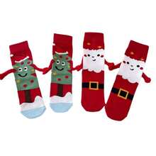 1 Paio/2 Paia di Calze Natalizie Divertenti per Feste e Foto, Calze Magnetiche per Mani, Calze Invernali/Autunnali alla Caviglia, Calze Natalizie a Cartoni Animati, Taglia Unica, Donna