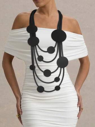 MARLIWOO 1 pieza Collar largo bohemio de estilo gótico con decoración de múltiples capas de cuerdas para mujeres