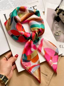1pc 70cm X 70cm Fashion Versatile Multifunctional Scarf, Elegant Colorful Printed Silk Scarf, Shirt Accessory Neck Wrap