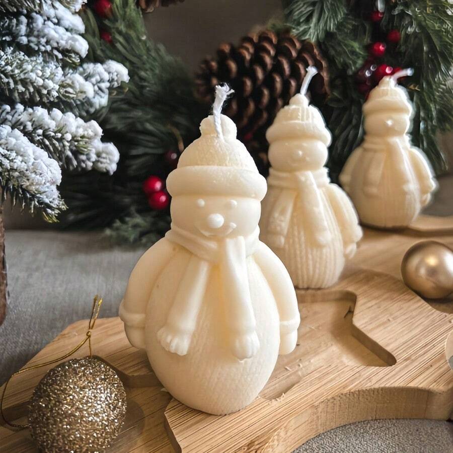 DIY 蜡烛模具、圣诞装饰雪人模具、树脂、石膏、硅胶家居装饰模具 - 白色 - 查看 1