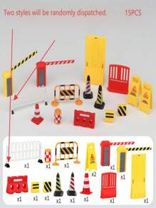 9pcs/Set Mini Traffic Cones Set, Plastic Road Signage Toy, Construction Theme Party Cake Decorations & Gift